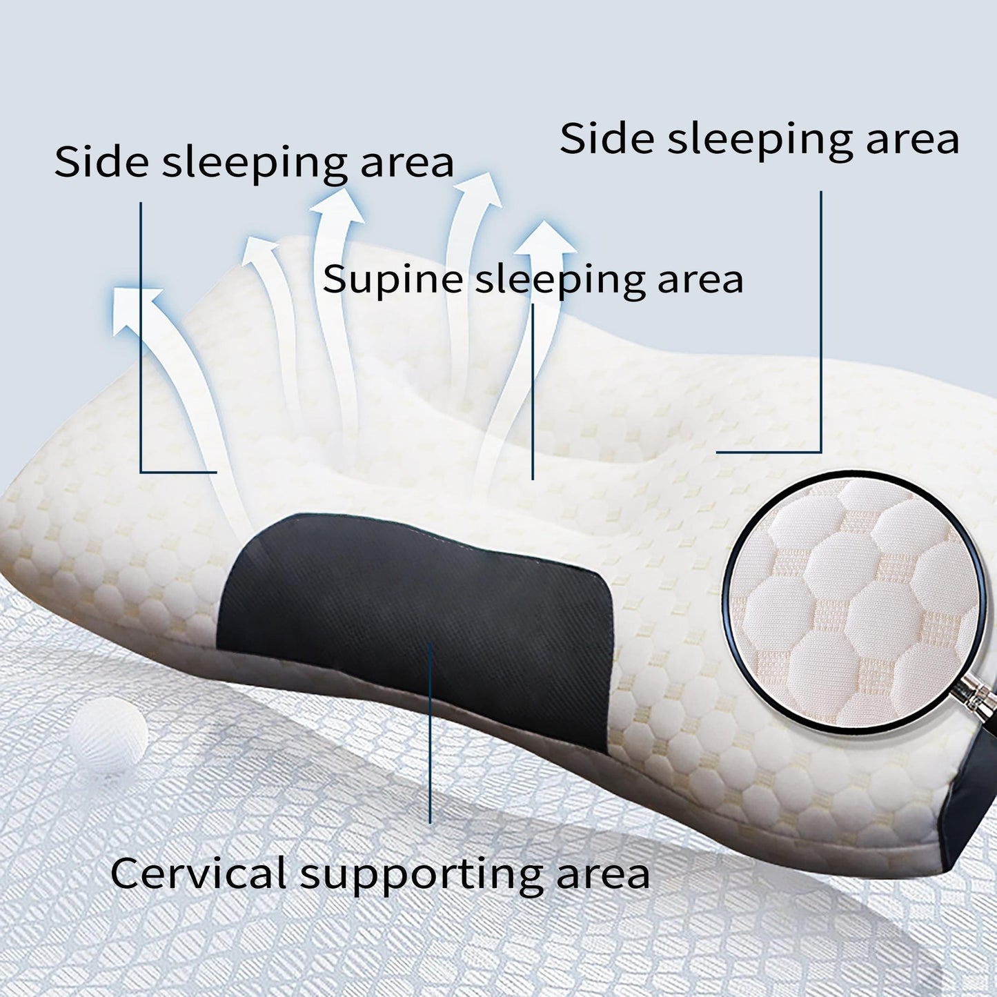 Soft Adjustable Ergonomic Orthopedic Neck Pillow - Knitted Massage Contour Support Pillow - High Quality Pillow Core, Removable Cove