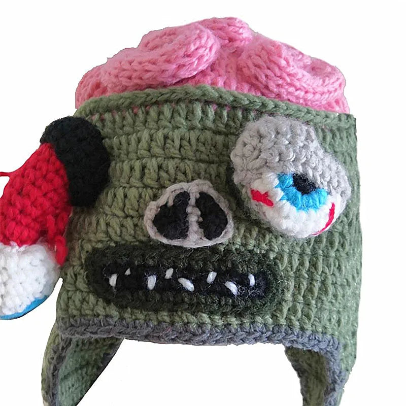 BomHCS Zombie Eyes Knitted Beanies Party Halloween Costume Accessory Gift Hat (S for children 48-50cm, L for adult 53-61cm)