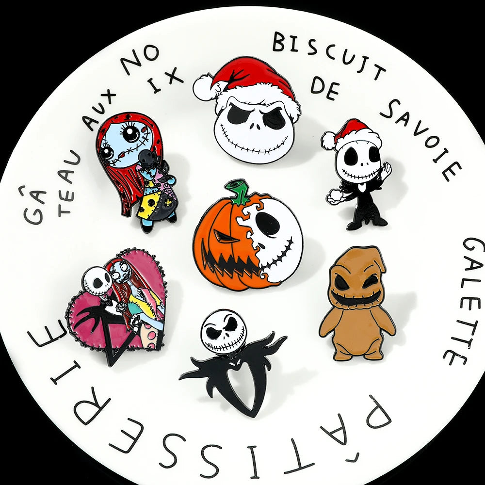 3/4/7 Pcs Creative The Nightmare Before Christmas Brooch Thriller Jack Skellington Sally Enamel Pin Backpack Clothing Jewelry Me