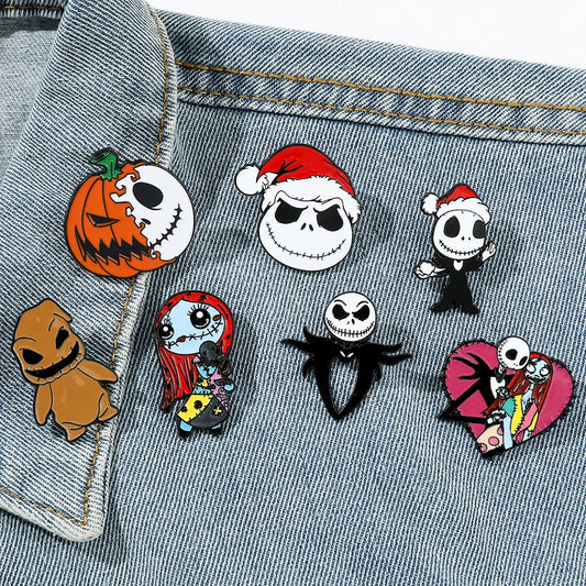 3/4/7 Pcs Creative The Nightmare Before Christmas Brooch Thriller Jack Skellington Sally Enamel Pin Backpack Clothing Jewelry Me