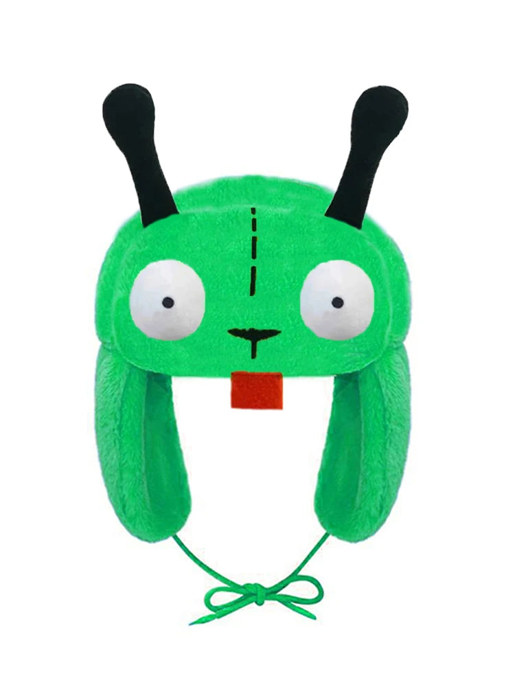 Fashion 3D Eyes Green Invader ZIM GIR Dog Winter Warm Hat Ushanka Hat Cute Winter Hat for Boys Girls Kids Cartoon Anime Cap Gorr