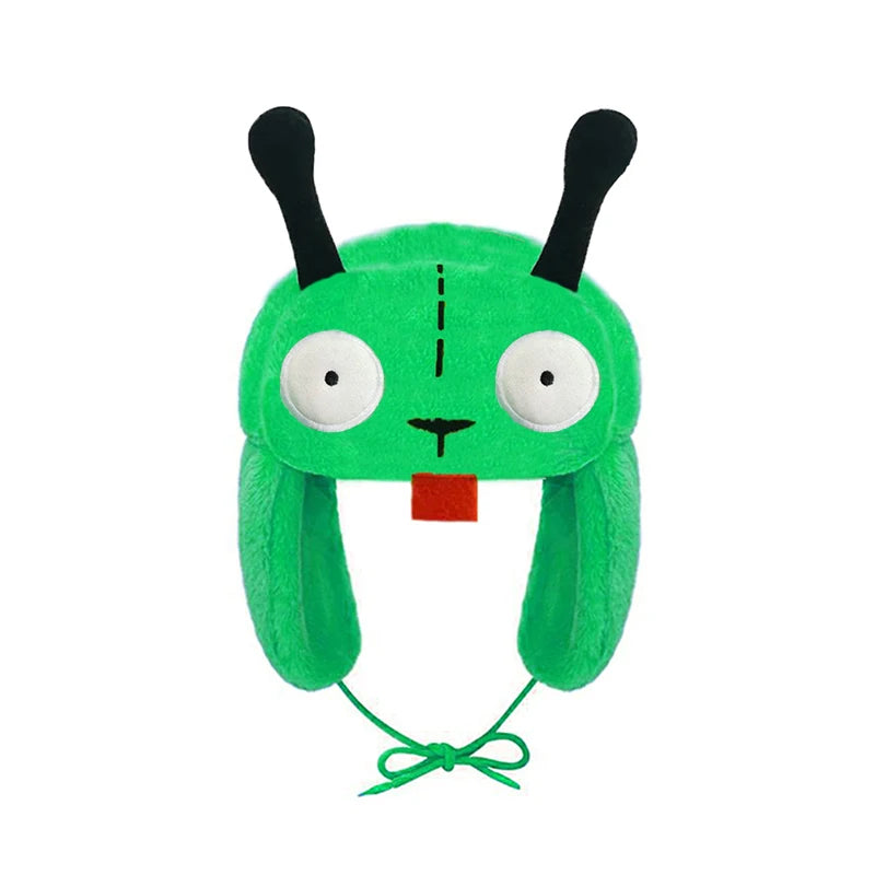 Fashion 3D Eyes Green Invader ZIM GIR Dog Winter Warm Hat Ushanka Hat Cute Winter Hat for Boys Girls Kids Cartoon Anime Cap Gorr